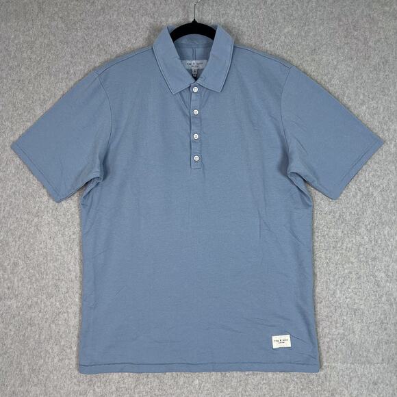 Rag & Bone Shirt Mens M Loopback Polo in Denim Blue - Picture 2 of 10